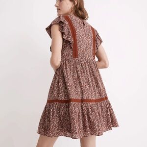 Madewell Floral Ruffle Dress - Burgundy sz XS